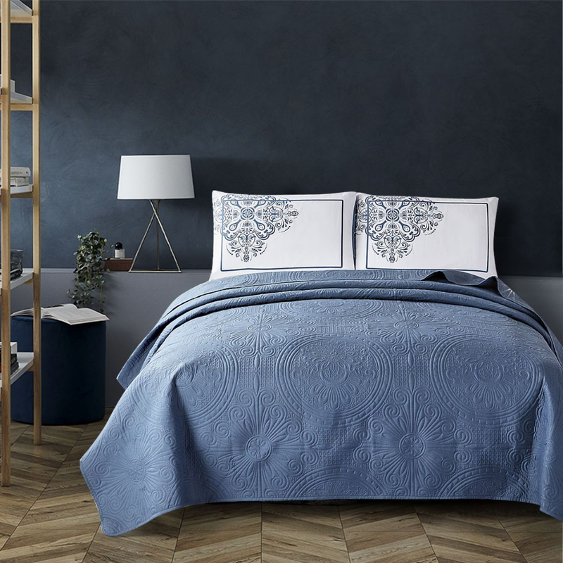 CG14 Großes rundes Set im europäischen Stil, geeignet für Schlafzimmer und Wohnzimmer (1 * Tagesdecke + 2 * Kissenbezüge, kein Bettdeckenkern oder Kissenkern)_voghion.com