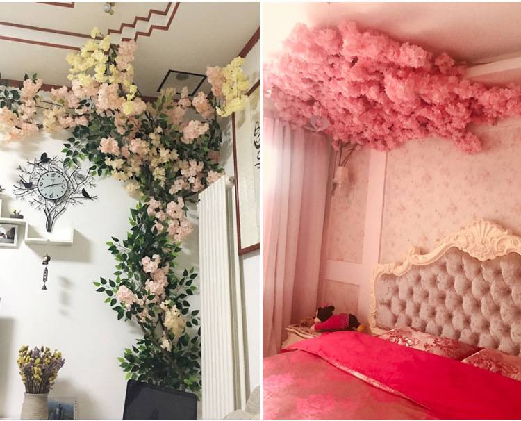 Artificial Cherry Blossom Branches - 1.2m Realistic Sakura Flowers For Wedding Decor, Photography Props & Home Styling (UV-Resistant, Bendable Stems)_voghion.com