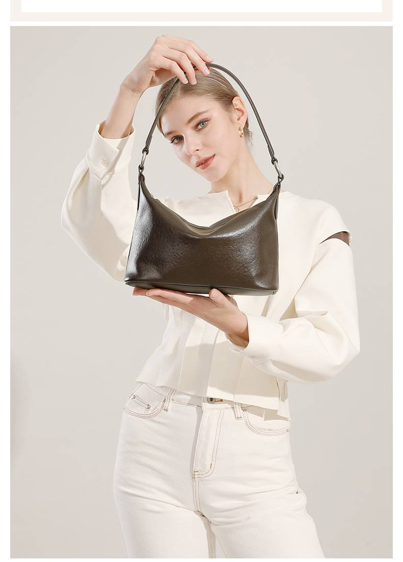 Borsa a tracolla versatile primaverile ed estiva in pelle conciata al vegetale KOSE First Layer Retro Armpit Classic Hobo Bag_voghion.com