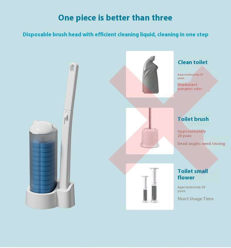 Disposable Toilet Brush Set With 6 Replaceable Heads, Compact & Hygienic Bathroom Cleaning Tool For Home & Travel_voghion.com