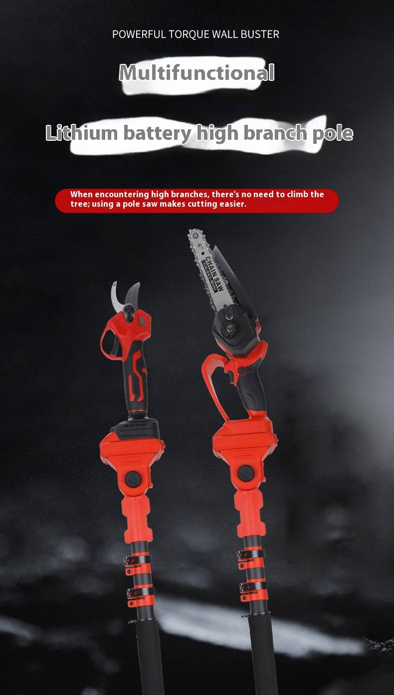 Cordless Telescopic Pole Pruner With Lithium Battery Long Reach Tree Trimmer For Garden, Hedge, Extendable Electric Chainsaw Pole Saw_voghion.com