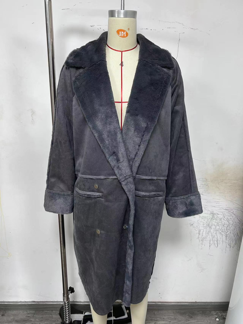Cappotto invernale in pelle scamosciata pelosa con colletto lungo, cardigan lungo, giacca in peluche a maniche lunghe_voghion.com
