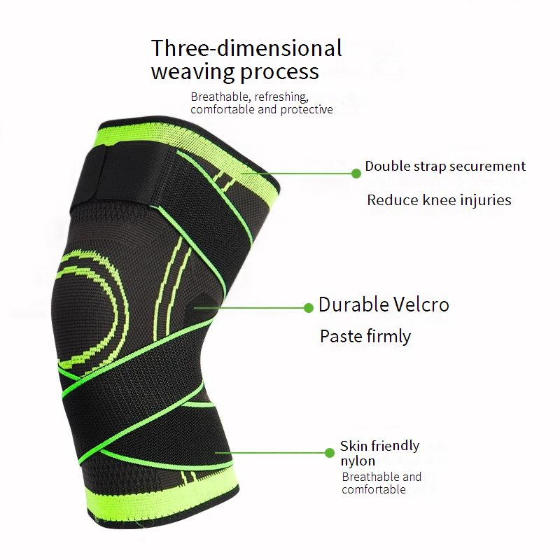 Professional Compression Knee Brace With Dual Straps – Breathable Nylon Support For Basketball, Hiking & Running (3 Colors, 3 Sizes, Single-Pack)_voghion.com