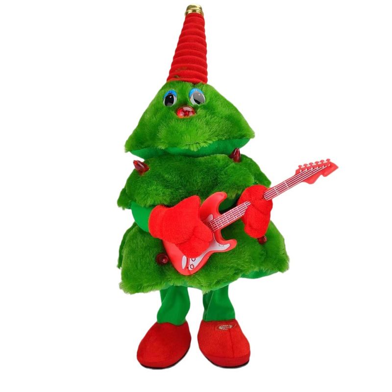 Christmas Festive Fluffy Tree Decorations – Musical Instrument Themed Plush Ornaments For Holiday Home Decor (35cm Battery-Powered PP Cotton Filling_voghion.com