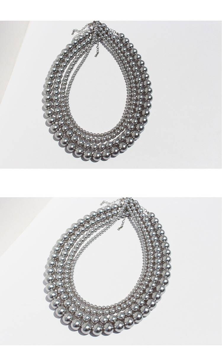 Women's Jewelry Elegant Grey Pearl Necklace Bracelet Earrings Set With Sterling Silver Plated Hooks, High-Quality Cultured Pearls_voghion.com