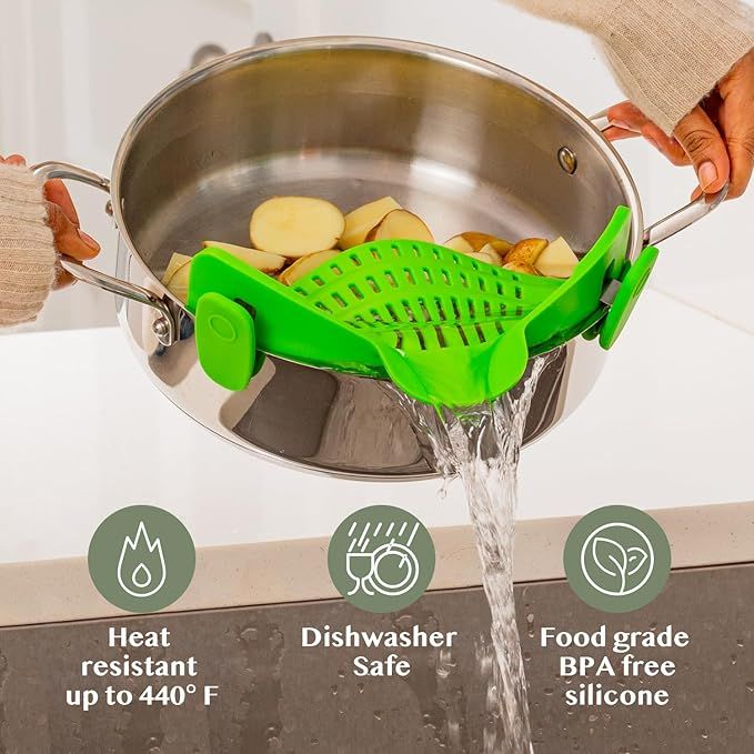 Colino per spaghetti in silicone per pentole, ciotole e padelle - Pentola con filtro resistente al calore per verdure e noodles - Utensile da cucina per cucinare_voghion.com