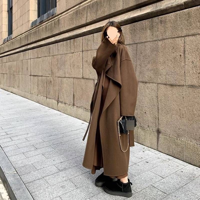 Oversized Wool Blend Coat – Longline Quilted Winter Coat For Women (Misty Pine Gray, Dark Brown, US Sizes XS/S/M/L, Relaxed Fit)_voghion.com