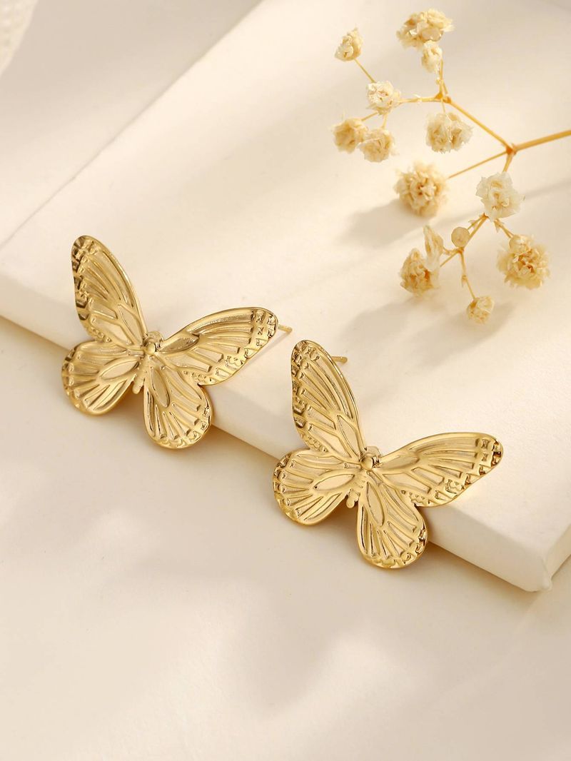 Stile INS Moda Foglia Wer Texture Amore Farfalla Modello Semplice Personalità Temperamento Senso di alta qualità Inossidabile_voghion.com