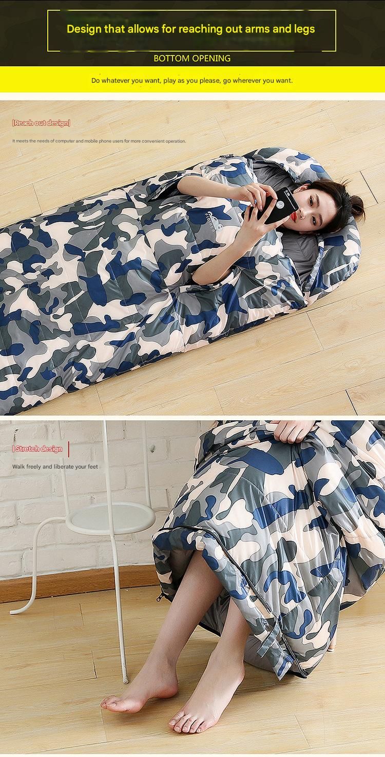 Upgrade Down Sleeping Bag - Sacco a pelo mimetico ultraleggero per esterni con accesso manuale e design collegabile per 4 stagioni_voghion.com