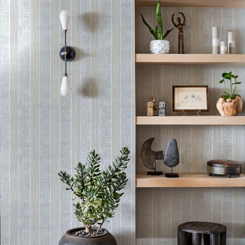 Papier peint autocollant en PVC à rayures grises et dorées style nordique, décoration d'intérieur pour salon, chambre à coucher, salle à manger_voghion.com