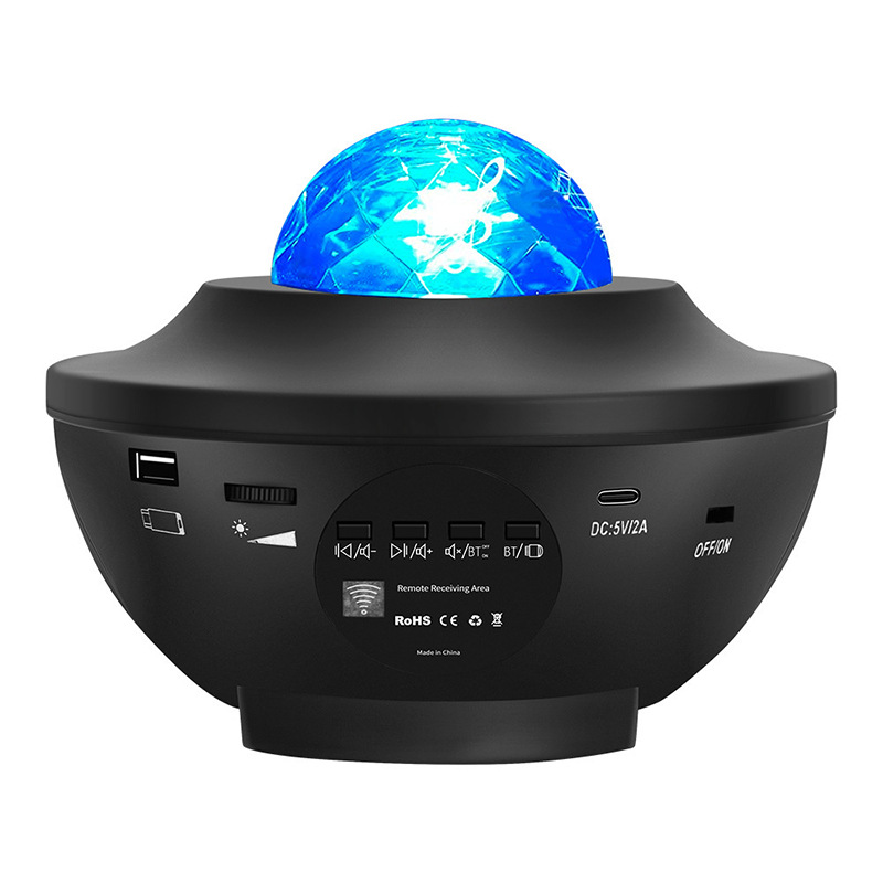 Projected Starry Sky Big Bowl USB Bluetooth Music Rotating Ripple Full Starry Sky Laser Stage Light Bedroom Atmosphere Night Light_voghion.com