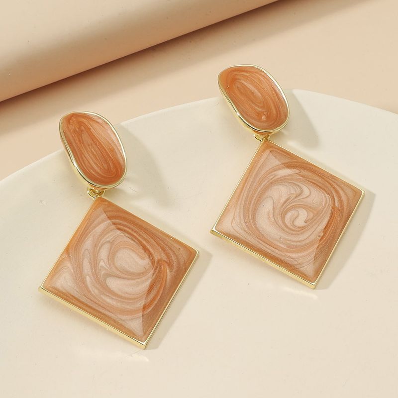 Quicksand Color Square Earrings – High-Grade Glaze Irregular Design, Cold Style Jewelry_voghion.com
