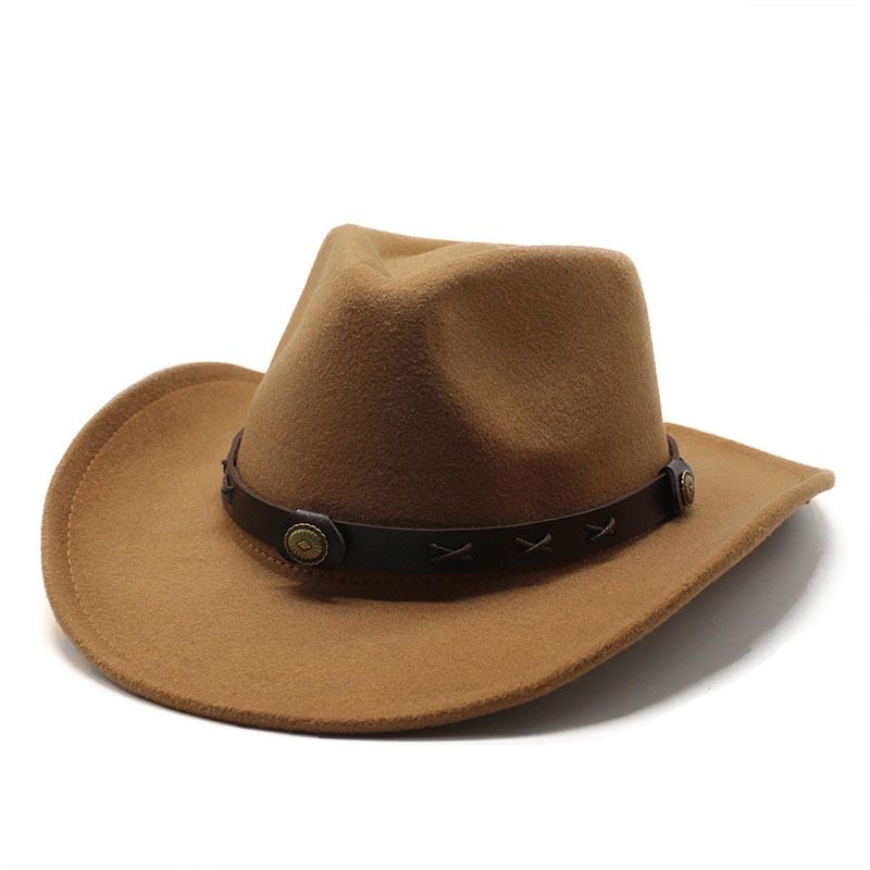 New best-selling Western denim woolen jazz top men's women's ethnic style, autumn and winter felt hat, big brimmed hat_voghion.com
