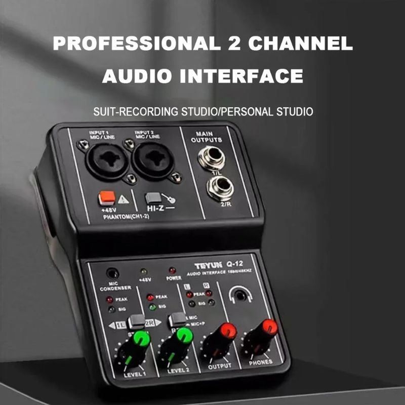 Portable Audio Interface Sound Card Console Mini USB Mixer 2 Channels Professional For Guitar Recording Studio Singing_voghion.com