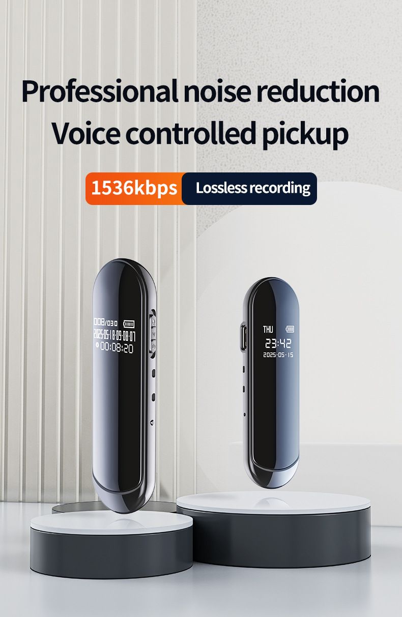 Novo gravador de voz V8 com tela Mp3 AI inteligente, profissional, de alta definição, com redução de ruído e gravador de voz longo_voghion.com