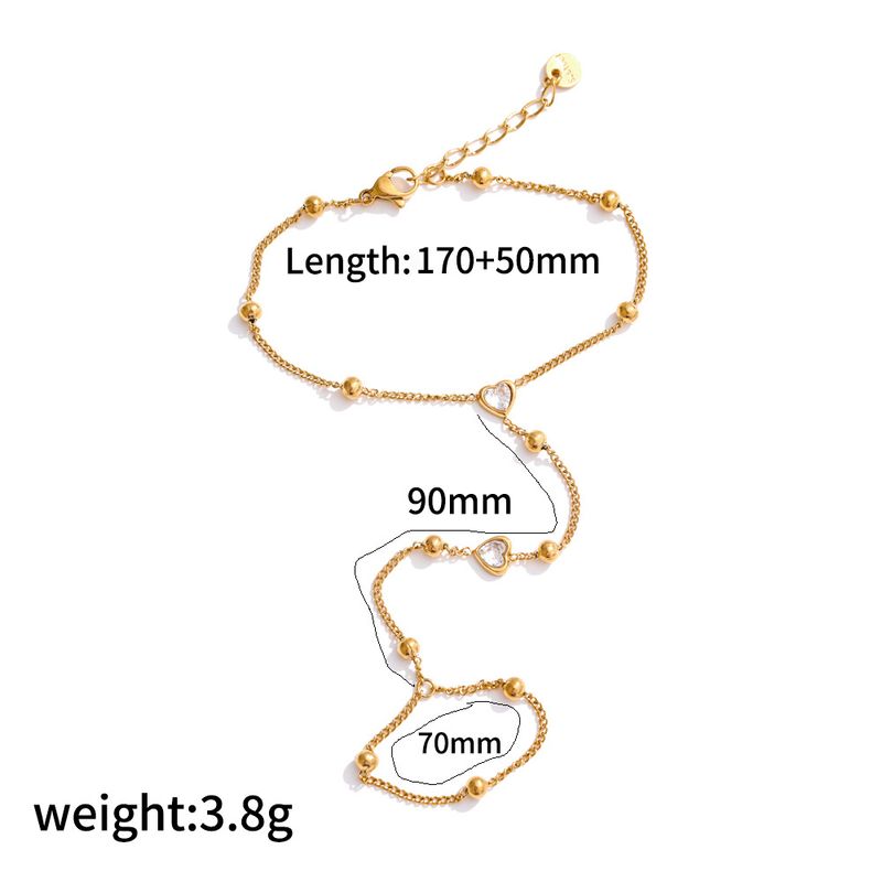 Gioiello con catena in acciaio inossidabile, intarsiato con diamanti, alla moda, elegante, stile casual da spiaggia, integrato al dito._voghion.com