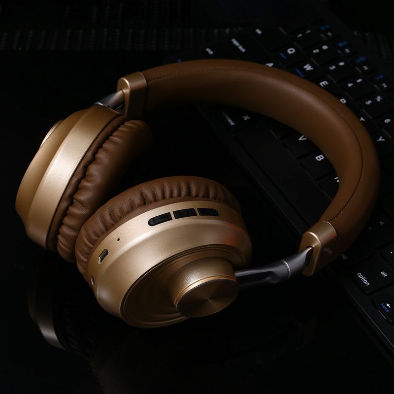 VJ083 Folding Wireless Headset Bluetooth Competitive Game Music Sports Plug Cartoon Wireless Headset(Gold)_voghion.com