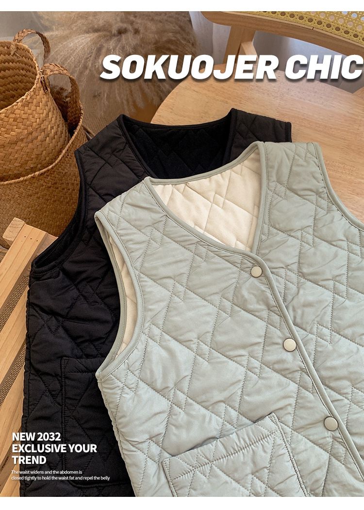 Women's Quilted Sleeveless Vest Jacket – Lightweight Winter Puffer Vest With Stand Collar, Stylish Outerwear For Casual & Layering_voghion.com