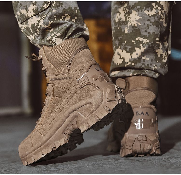 Tactical Outdoor Boots For Men - Lightweight Hiking Shoes With Anti-Slip Sole, Breathable & Durable For Running, Trekking ( Sand/Brown/Green)_voghion.com
