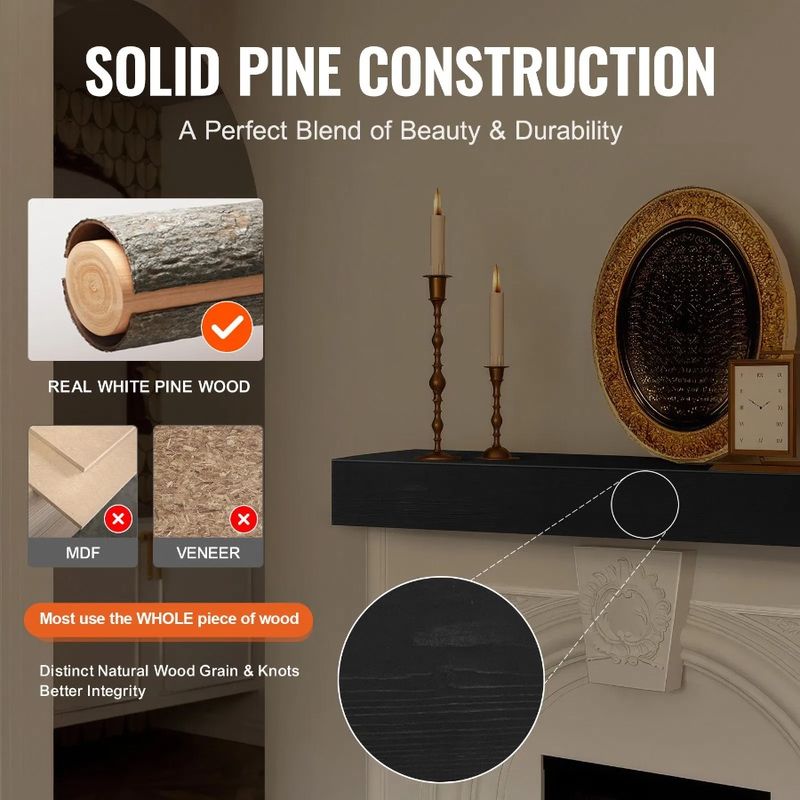 Mantel Floating Rustic Wood Fireplace 48 Mantel Espresso Shelf Fireplace_voghion.com