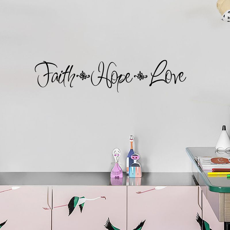 Faiph Hope Love Preto Inglês Fosco N1471 Adesivos de parede personalizados para sala de estar e quarto_voghion.com