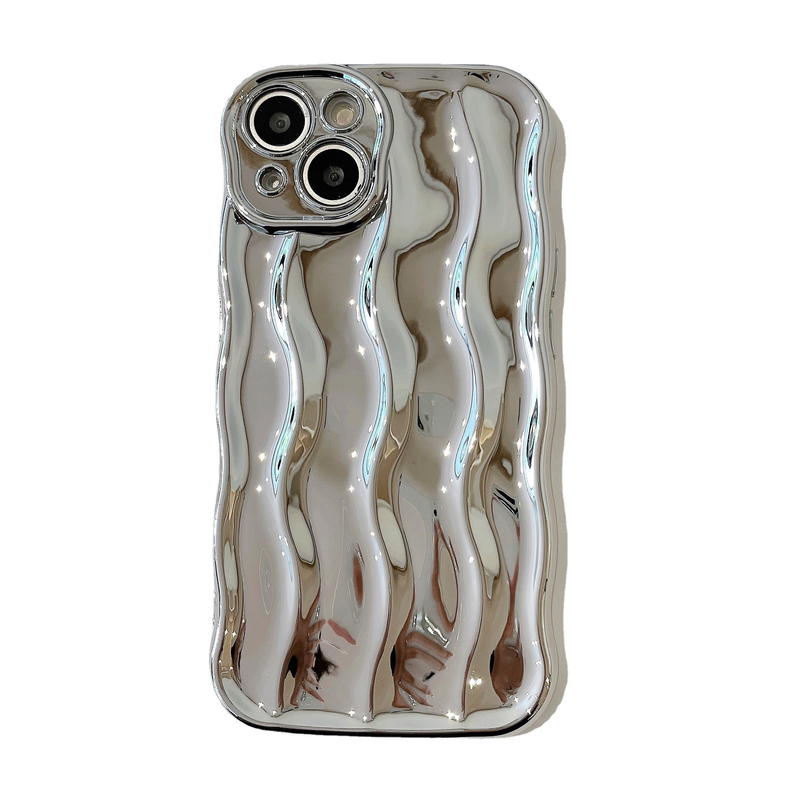 Electroplated Silver Ripple Suitable For IPhone 14 Pro Max Phone Case Iphone 16 New 12/13 Niche Style 15_voghion.com