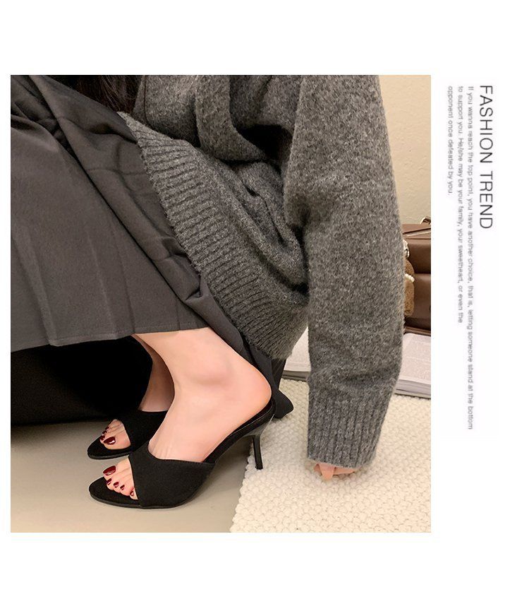 Women's Minimalist Pointed-Toe Mule Sandals - Soft Leather Stiletto Slides For Women (Office To Evening Open-Toe Dressy Heels)_voghion.com