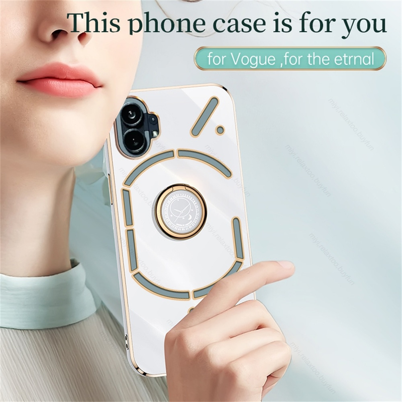 Luxe Vierkante Plating Gouden Frame Schokbestendige Case Voor Niets Telefoon 1 NothingPhone1 5G Camera Bescherm Cover Geen Ding Phon_voghion.com