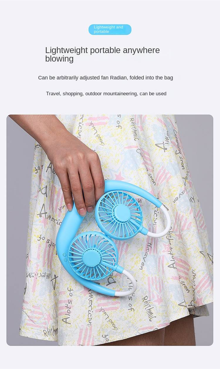 Ventilatore da collo - Collo, portatile, illuminato, profumato, 1200 mAh, placcatura a 3 velocità, materiale spray, aria di raffreddamento ricaricabile_voghion.com