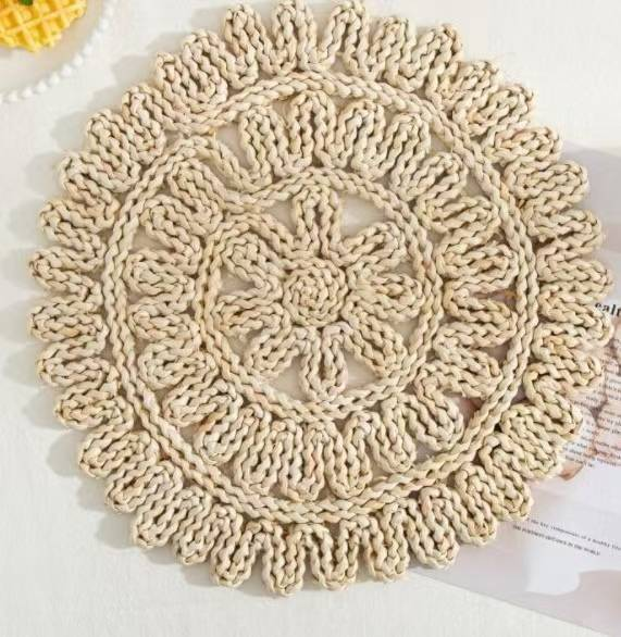 Mantel individual de cáscara de maíz tejido a mano Wannilen, mantel resistente al calor, mantel para té caliente, mantel para mesa, mantel para platos y tazas_voghion.com
