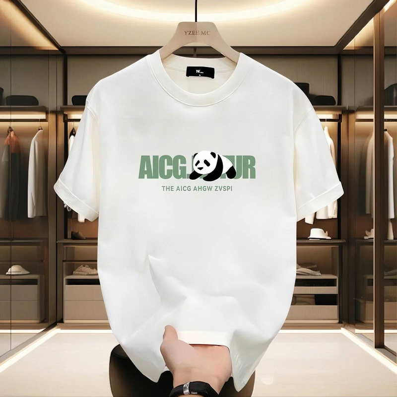 Lässige urbane Mode für Männer und Frauen T-Shirt mit Panda-Grafikdruck Übergroße, entspannte Passform 100 % Baumwolle Unisex Streetwear_voghion.com