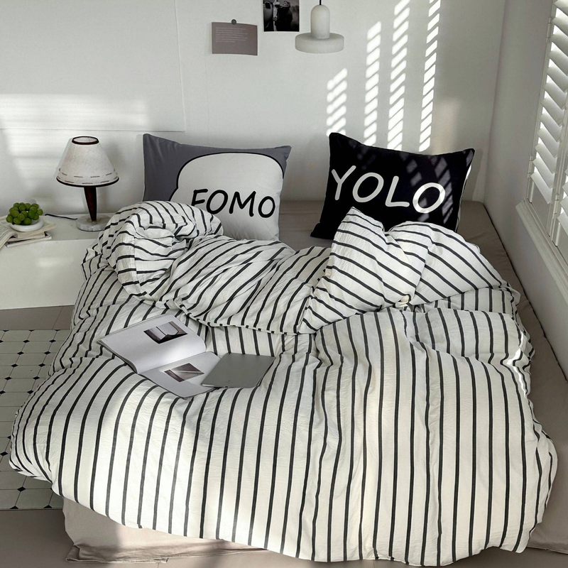 Home Textile Striped Quilt Set Super Soft Washed Printed Pillowcase Digital Printing_voghion.com