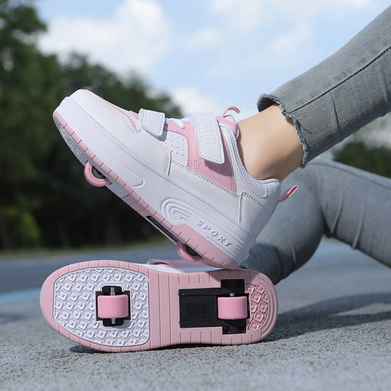 Lauflernschuhe für Jungen und Mädchen, Rollschuhe für Kinder, halbautomatische, unsichtbare, einziehbare Rollschuhschuhe mit Doppelrädern_voghion.com