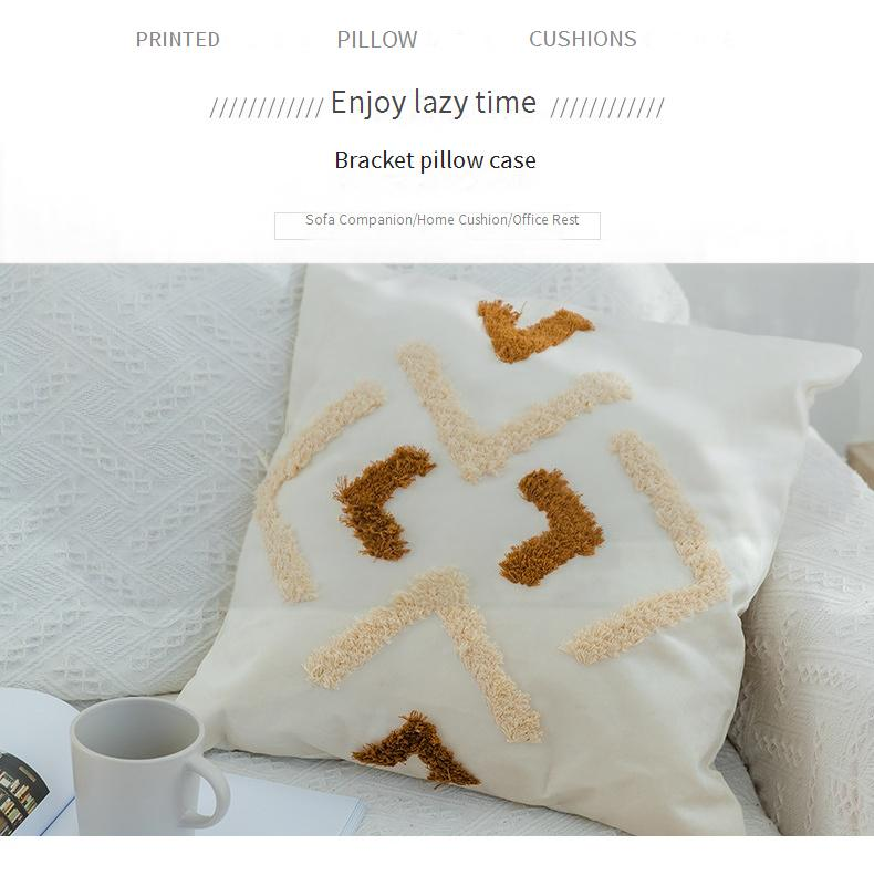 Modern Bracket-Pattern Pillow Cover - Polyester Holland Velvet Cushion Case For Office & Living Room (Nap Support Zipper Closure Easy Care)_voghion.com