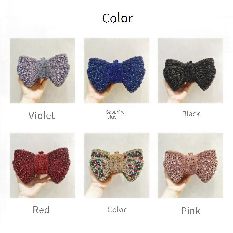 Luxus Kristall Tasche voller Diamant Schleife Abend Clutch Tasche Kette Schulter Abend Tasche Kette Damen Tasche_voghion.com