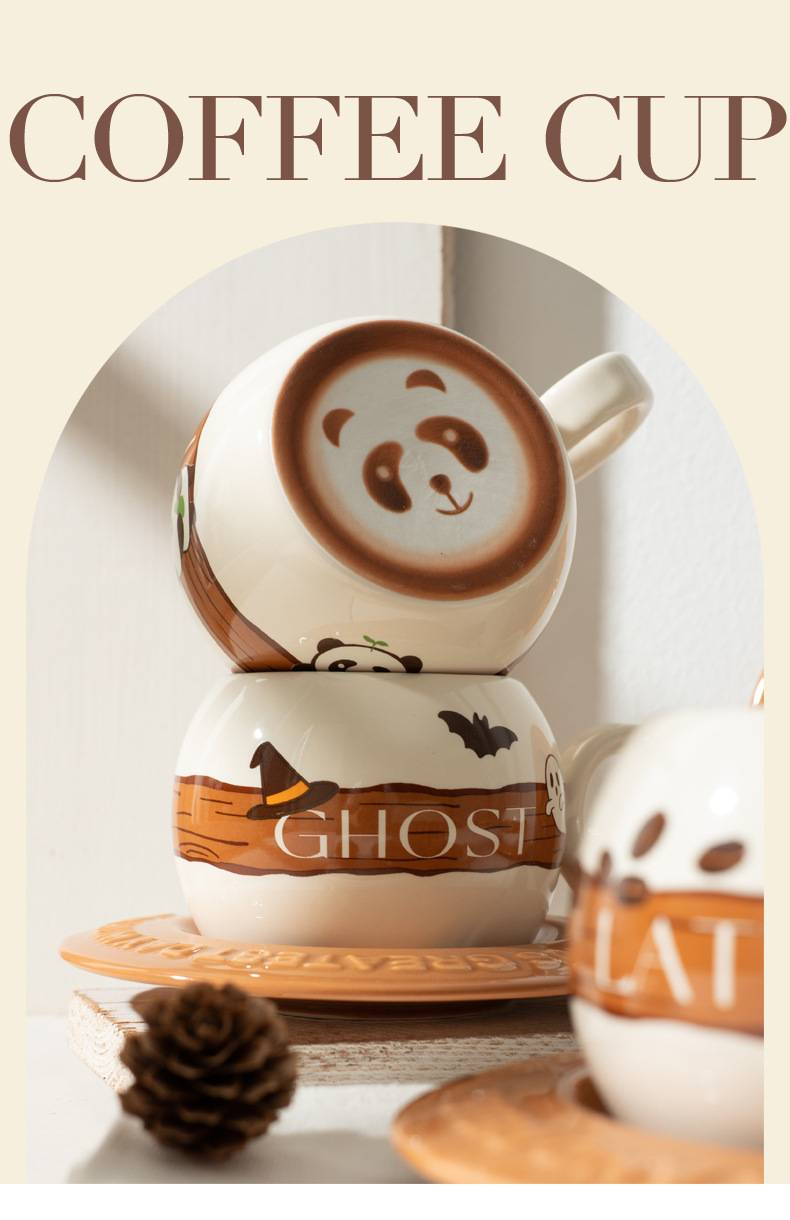 Tazza con fondo estraibile, tazza con fiore, regalo creativo per coppia, casa, con cucchiaio, latte, carino panda in ceramica, set di tazze da caffè e piattino_voghion.com
