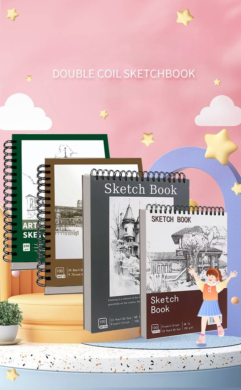 Professional A4 Sketchbook For Artists - Thick Paper, Blank Drawing Notebook, Ideal For Pencil, Charcoal & Watercolor - 100 Sheets_voghion.com