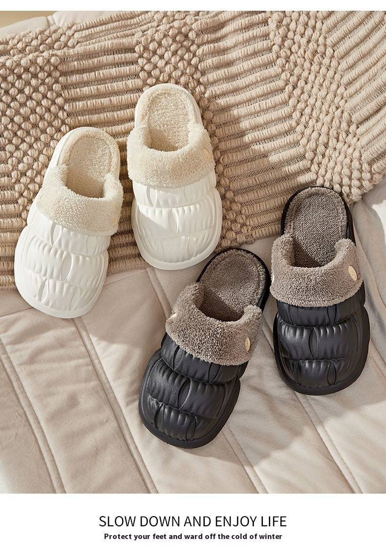 Waterproof Slippers For Women New Autumn And Winter Plush Warm Non Slip Indoor Home Thick Soled Detachable Cotton Slippers For Women_voghion.com