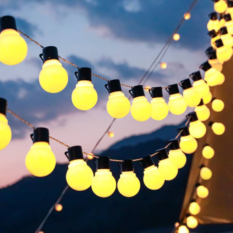 Luci a sfera a LED alimentate ad energia solare, luci decorative impermeabili per esterni per giardino, patio, campeggio, 2,5 m/5 m/10 m, bianco caldo e multicolore_voghion.com