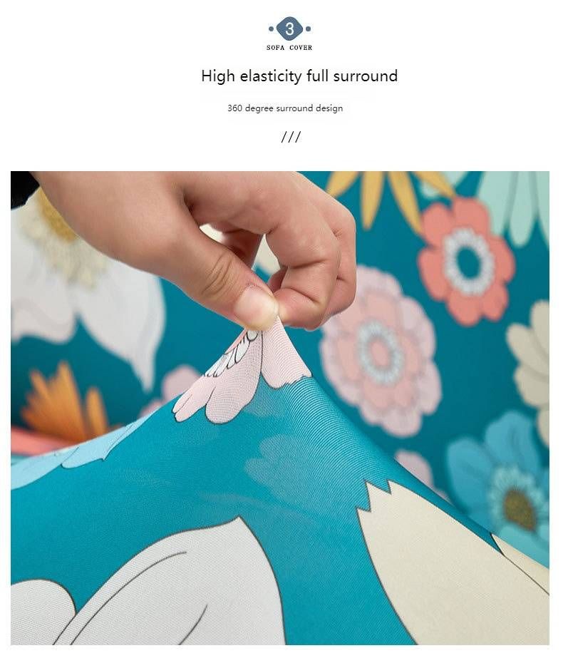 Housse de canapé élastique universelle antidérapante - Housse extensible pour canapés sectionnels, motifs floraux et unis, installation facile_voghion.com