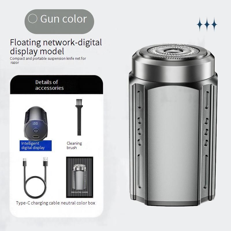 2211 Elektrorasierer mit LCD-Display für Männer – tragbarer, reisefreundlicher, wasserdichter Rasierer mit 6 Klingen/Schleiffolie_voghion.com