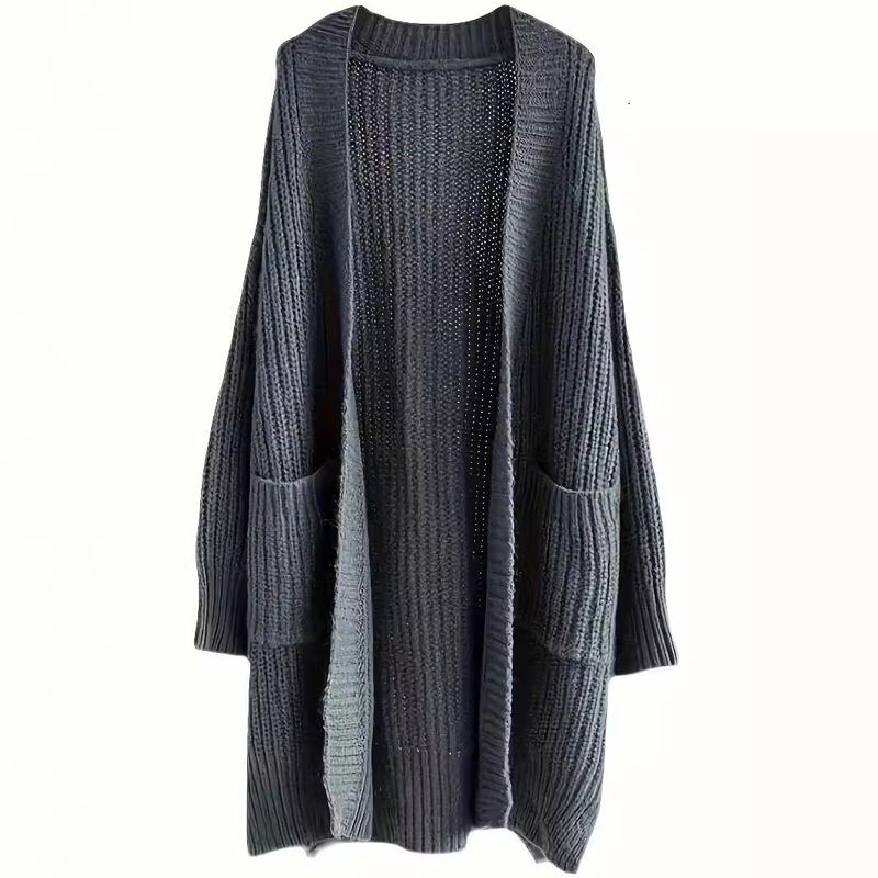 Cardigan lungo in maglia – Maglione oversize con bottoni e tasche_voghion.com