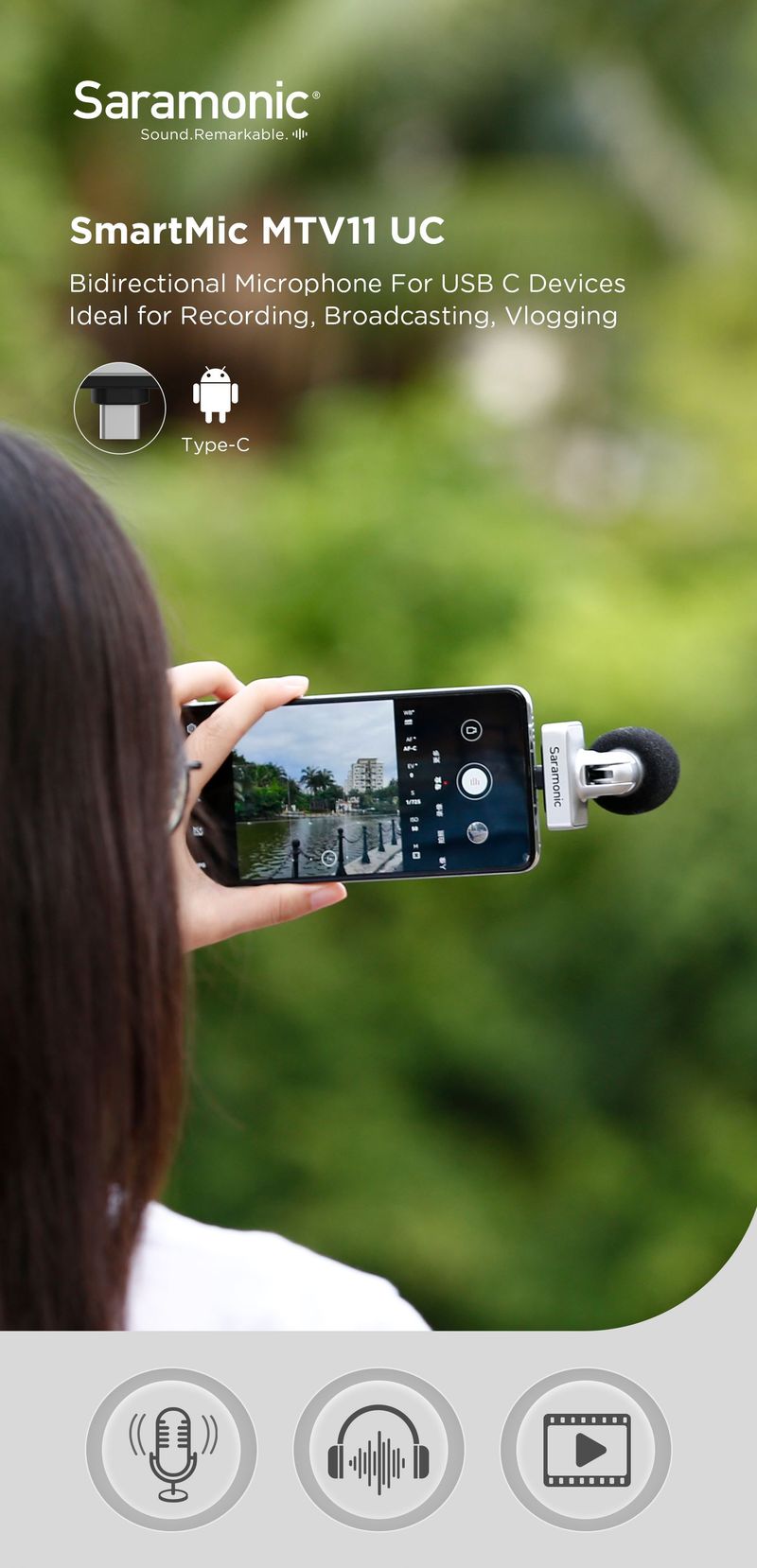 Saramonic SmartMic MTV11 UC/Di Microfono a condensatore Plug And Play per iPhone Android PC Laptop Streaming Youtube_voghion.com