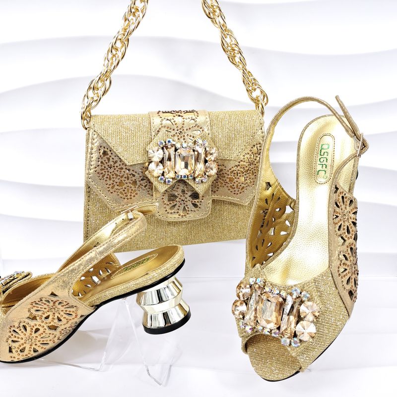 Women's open-toe shoe bag set hollow design shoes to wear for a party or wedding_voghion.com