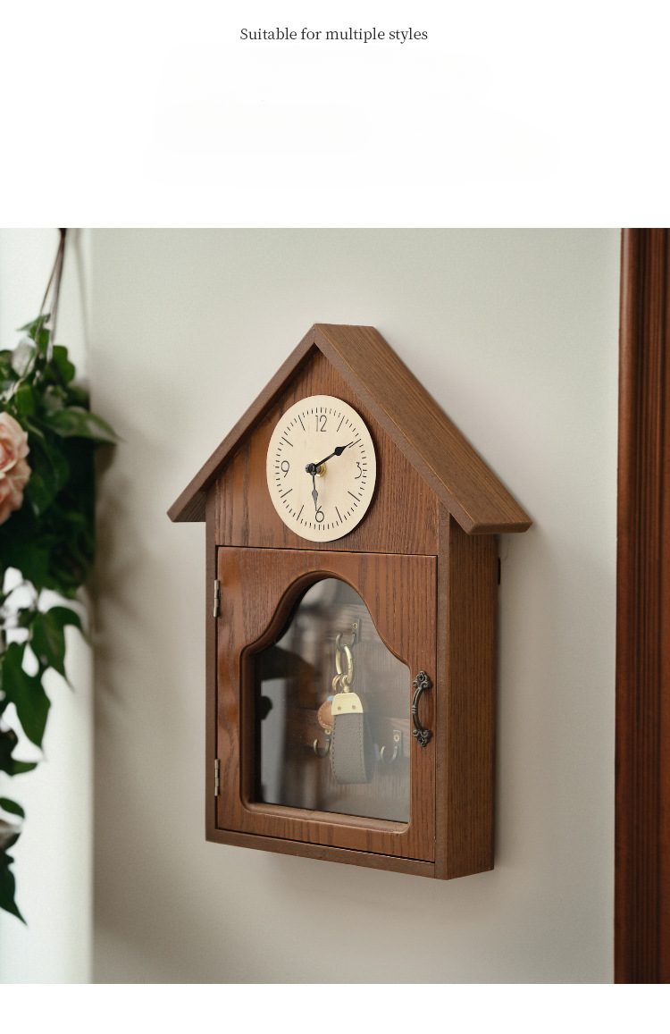 Kreative Eingangswand Dekorativer No-Drill Eingangsbereich Schlüsselhaken Rack Lagerung Holz Organizer_voghion.com