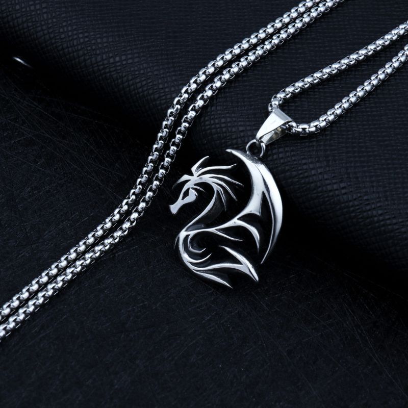 Necklace Men's Jewelry Fashion Exquisite Titanium Personalized Flying Dragon Pendant_voghion.com
