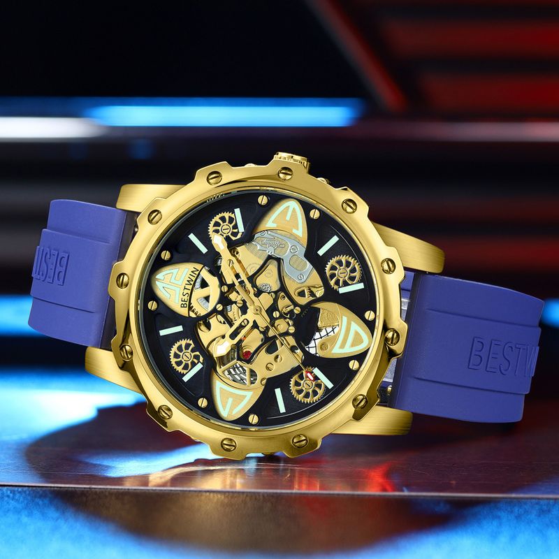 Male Transparent Bottom Doctor Tong BESTWIN Skeleton Non-Mechanical Multi-Layer Luminous Fashion Men's Watch_voghion.com