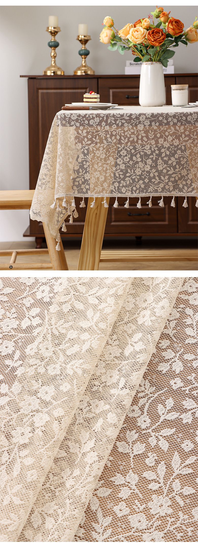 Kleine Blumenspitze Jacquard Tischdecke Französische Atmosphäre Tischmatte Hintergrundtuch Verschönern Dekoration Abdeckung_voghion.com