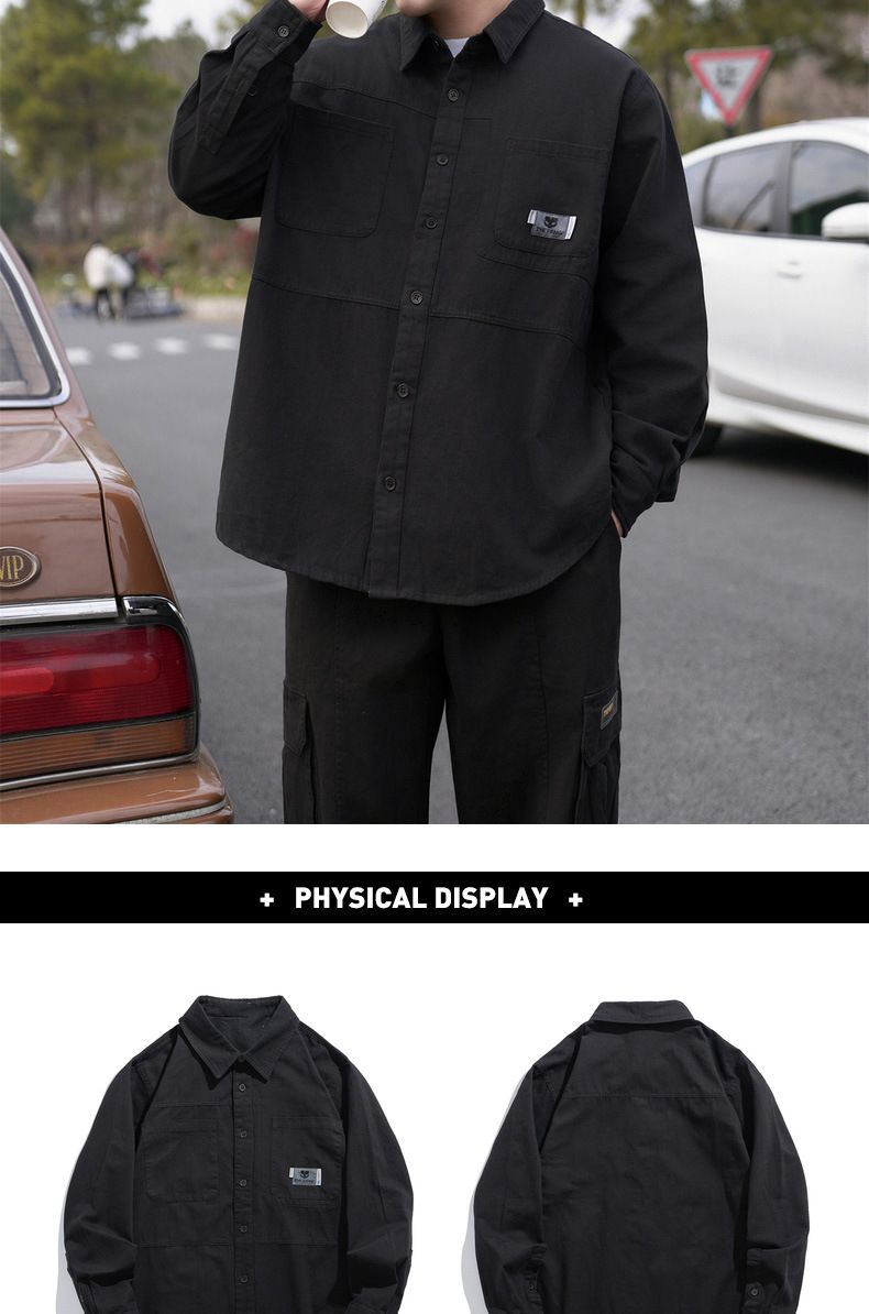 Herrenbekleidung Plus Size Fashion Loose Casual Langarmhemd Revershemd Jacke_voghion.com