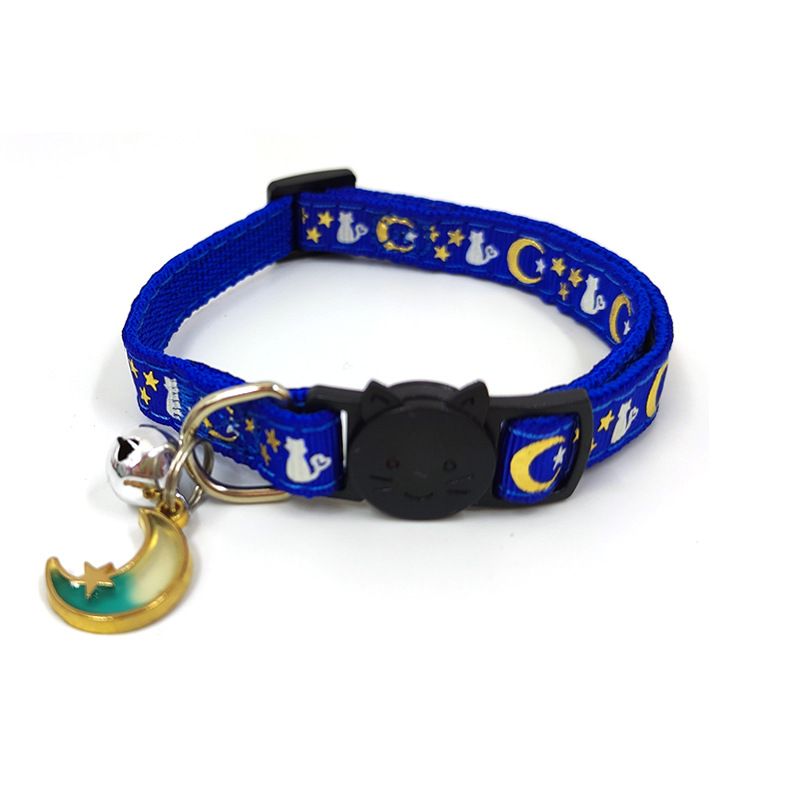 Goldprägung Neues Haustierband Stern Mond Katzenband Anhänger Halsband_voghion.com